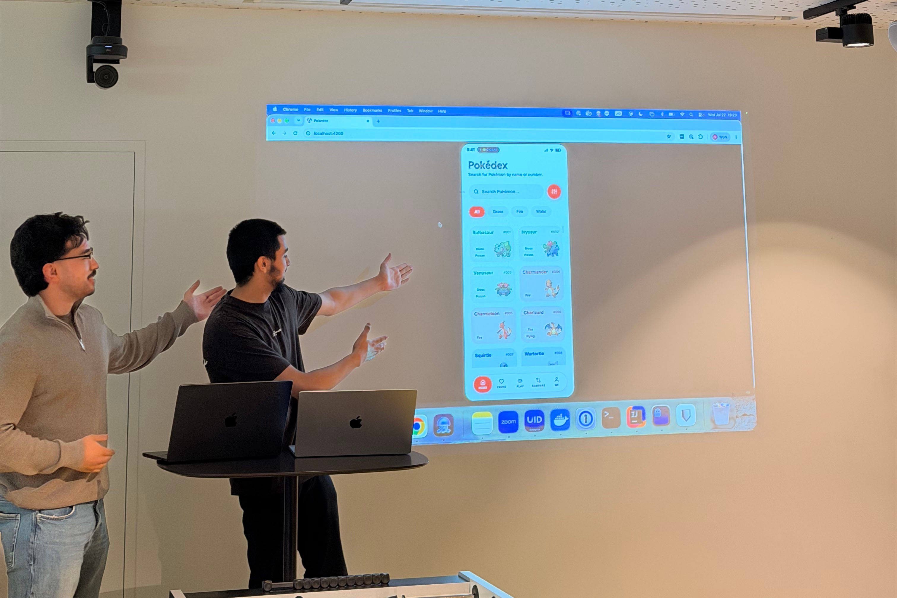 Two young talents presenting their app