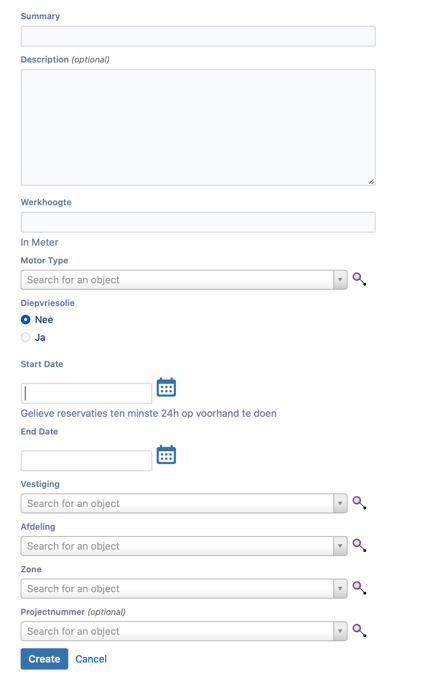 jira service desk creating issue