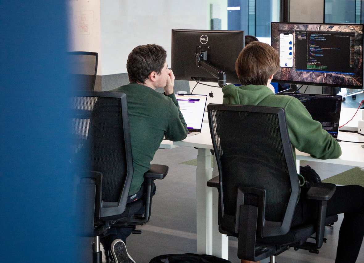 mobile developers working together mobile developers working together
