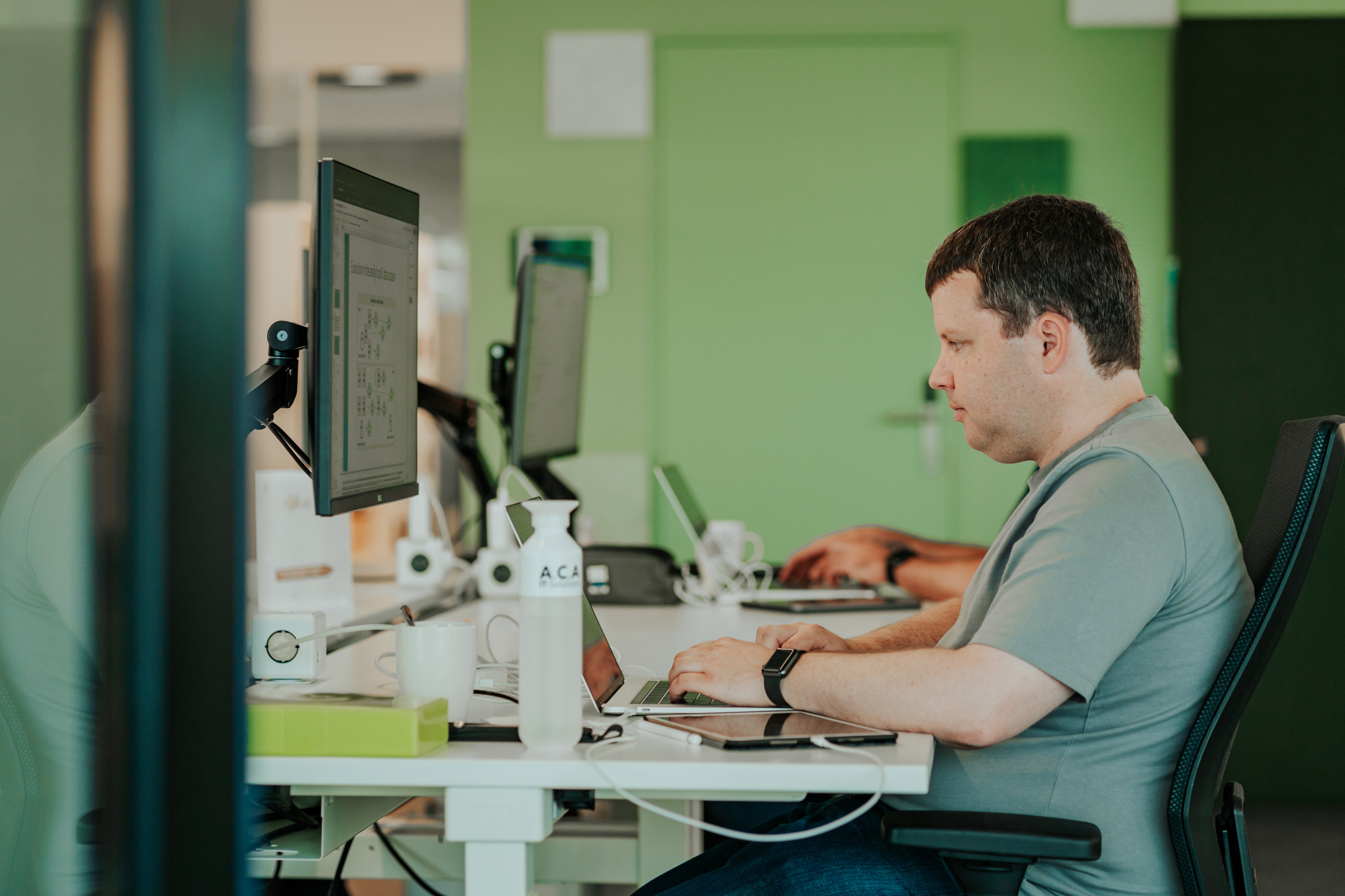 Developer working on his code