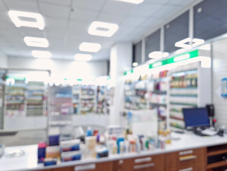 pharmacy with shelves and medications pharmacy with shelves and medications