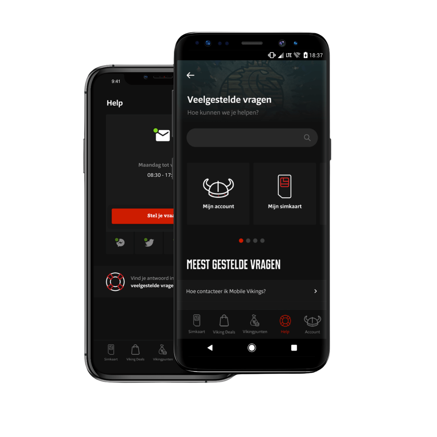 Mobile Vikings mobiele app mockup