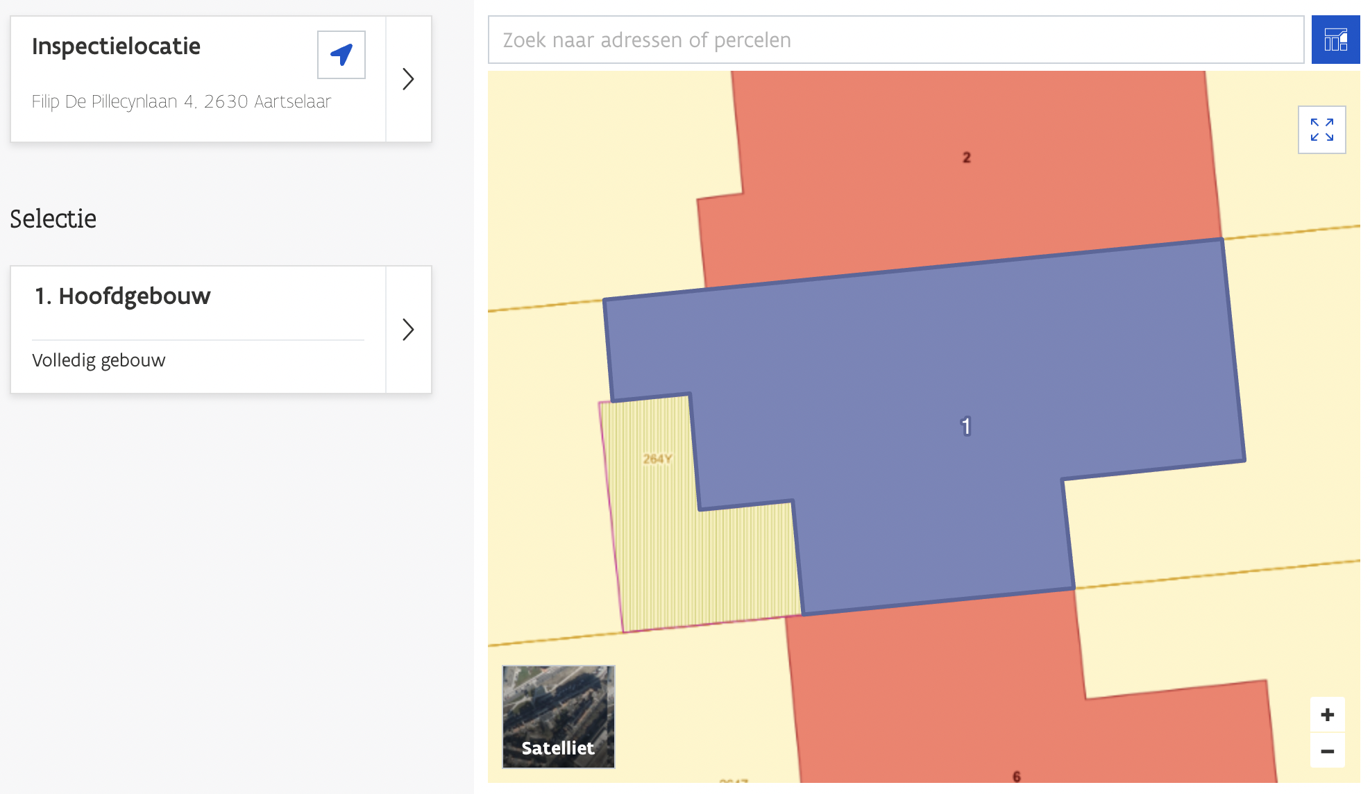 Example of mapping in Asbestos OVAM app